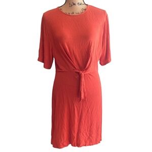 AE Studio Womens Summer Feminine‎ Normcore Tied Front Midi Dress Orange Size XL